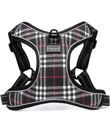 Elevant Dog Harness Adjustable Step-in Reflective Breathable Harness Soft Padded Lightweight Vest Harness with Front Clip Escape Proof Easy Control for Outdoor Walking Training (M Black Plaid) M Black Plaid - Buy Online on GoSupps.com
