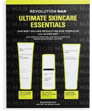 Revolution Man Ultimate Skincare Essentials Gift Set for Men Face Cleanser Moisturiser & Under Eye Serum Included - Buy Online on GoSupps.com
