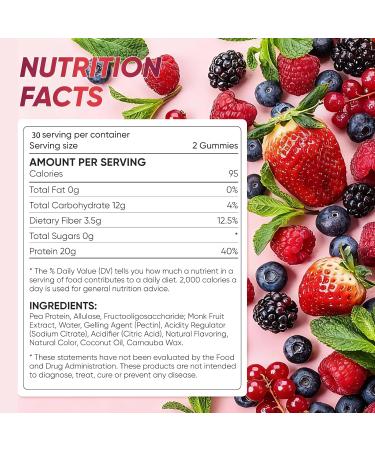 OAKA Protein Gummies 20g Protein per Serving Zero Sugar Mixed Berries Flavor Daily Protein Chews for Hair Skin & Nails 60 Gummies - Buy Online on GoSupps.com