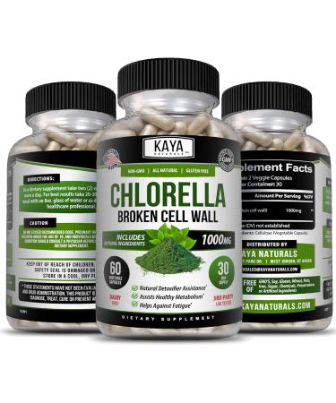 Kaya Naturals Organic Chlorella Broken Cell Wall Capsules - Liver Cleanse Detox Formula - Superfood & Detox Supplement - 60 Veggie Capsules - Buy Online on GoSupps.com