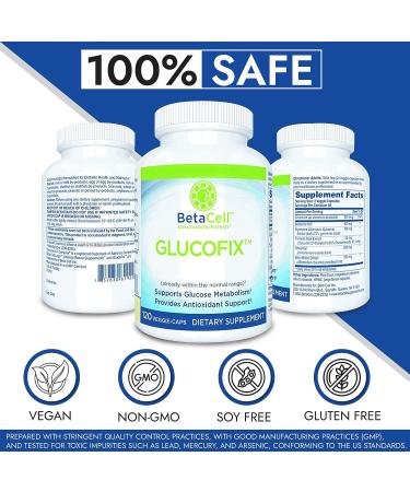 Glucofix Supplement - 120 Vege Caps - Berberine & Cinnamon Pills for Glucose Support with 6 Vital Nutrients - Buy Online on GoSupps.com