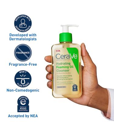 CeraVe Hydrating Foaming Oil Cleanser Moisturizing Cleanser for Face & Body Squalane Oil + Hyaluronic Acid + Ceramides For Dry to Very Dry Skin Fragrance Free & Residue Free 8 FL Oz 8 Fl Oz (Pack of 1) - Buy Online on GoSupps.com