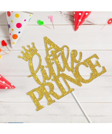 Tenhaisi Gold Glitter A Little Prince Cake Topper Baby Shower Baby Boy First Birthday Little Boss Gender Reveal Party Decorations - Buy Online on GoSupps.com