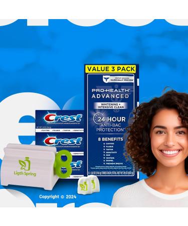 Crest Pro-Health Advanced White Toothpaste (5.8 oz 3 pk) - Teeth Whitening with Bonus Health Gifts & Accessories - Buy Online on GoSupps.com