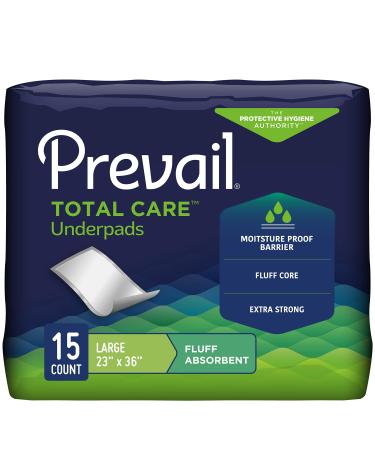Prevail Fluff Absorbent Incontinence Underpad Disposable Large 23" x 36" 15 Count