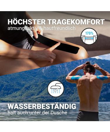 Truetape Kinesiotapes - Waterproof & Elastic Kinesiology Tape Rolls (5m x 5cm) | Skin-Friendly Sport Tapes | Blue & Black (2 Pack) - Ideal for Sports & Injury Recovery - Buy Online on GoSupps.com