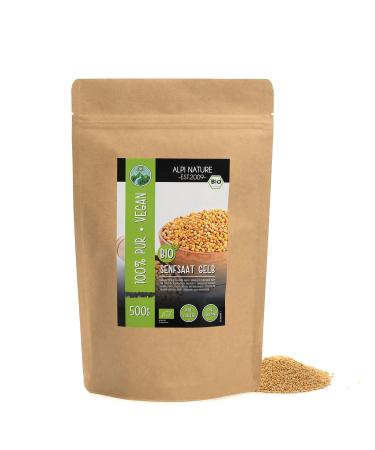 Organic mustard seeds whole yellow white (500g 1.1lb) mustard seeds entirely from controlled organic cultivation 100% natural without additives organic mustard seeds 500 GR (1.1lb)