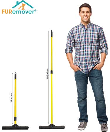 Pet Hair Remover Carpet Rake - FURemover Broom with Telescoping Handle and Squeegee for Effective Pet Hair Removal - Buy Online on GoSupps.com