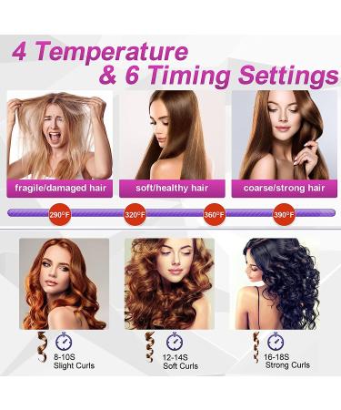 LUECMO Cordless Auto Hair Curler - LCD Display, Adjustable Timer & Temperature, Portable Ceramic Barrel Wand - Fast Heating Curling Iron - Buy Online on GoSupps.com