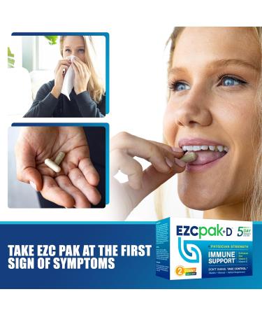 EZC Pak 5-Day Immune System Booster with Echinacea Vitamin C Zinc & Vitamin D - Tapered Immune Support Supplement for Adults - Supports Immunity Easy Travel-Size Supplement Pack - (Pack of 2) 1 Count (Pack of 2) - Buy Online on GoSupps.com