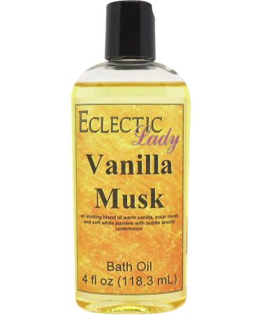 Vanilla Musk Bath Oil by Eclectic Lady - Scented Bath Oil - Relaxing & Moisturizing Bathing Oil - Fragrance Body Oil For Dry & Rough Sensitive Skin - Body Daily Nourishing Shower Oil (4 oz) 4 Ounce
