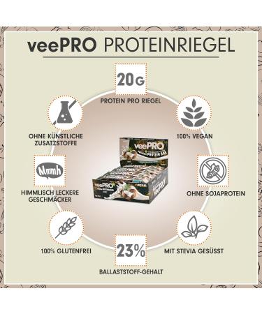 Buy Vegan Protein Bar Coconut 12x74g - 20g Protein High Fiber Low Carb | 100% Gluten-Free & Tasty VePro Protein Snack - Buy Online on GoSupps.com