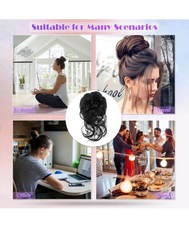 Voluminous Wavy Messy Bun Hairpiece with Hair Rope and Hairpin | Black Hair Bun Extension for Bridal Hairstyles - Buy Online on GoSupps.com