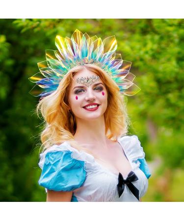 niCWhite Light Up Headband LED Crown Headbands Glow Tinsel Headpiece Flash Rave Hair Hoop for Nightclub Party Headwear Halloween Christmas Hair Accessories for Women Girls with Face Face Jewels - Buy Online on GoSupps.com