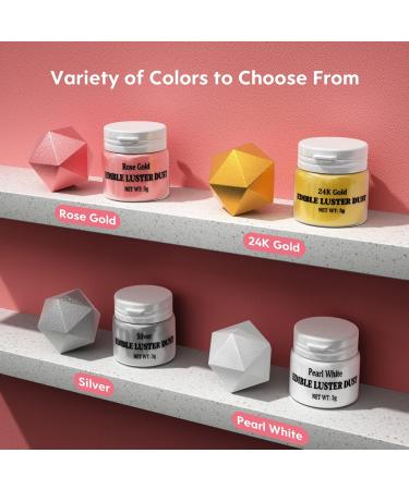 Nomeca Luster Dust Edible Set - 4 Colors Food Grade Shimmer Cake Dust Metallic Food Coloring Powder Glitter for Cake Decorating Baking Fondant Gumpaste Chocolate Candy Drinks Cookie (3g/Bottle) (L) - Buy Online on GoSupps.com
