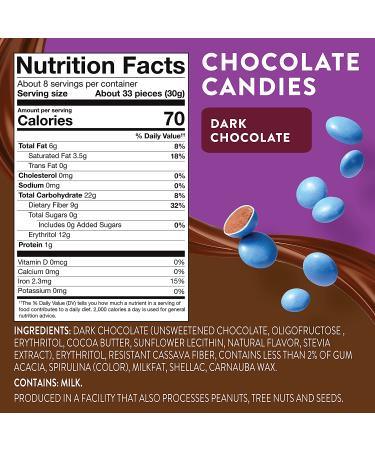 HighKey Sugar Free Dark Chocolate Pearls - 8oz | Keto Low Carb Candy Coated Snack | Diabetic & Diet Friendly | Zero Carbs Dessert Bites - Buy Online on GoSupps.com