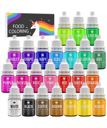 Food coloring - 24 lively food colors for baking decorating cakes icing cookies fondant and macaron - liquid food coloring for soap production and tinkering - 24 x 6ml 6 ml (24 Pack)