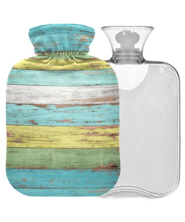 Naanle vintage wood blue heat bottle with cover transparent hot water bottle 2l large hot hot water bottle for bed hand feet warmer pain relief heat and cold therapy