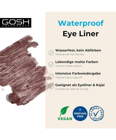 Gosh Matte Eyeliner Intense Black - Creamy Soft Texture High Opacity for Smokey Eyes Vegan & Perfume-Free - 015 Mahogany (1 Pack) - Buy Online on GoSupps.com