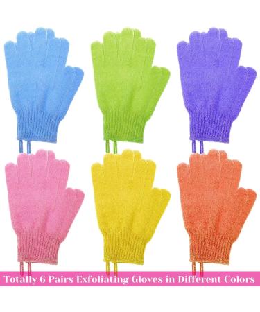 Buy Anezus Exfoliating Gloves 6 Pairs Shower Scrub Bath Loofah for Women | Dead Skin Remover in 6 Colors - Buy Online on GoSupps.com