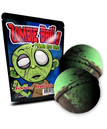 Zombie Balls Bath Bombs - Fun Zombie Design - Cool Bath Bombs for Teens - Cute XL Bath Fizzers  Green and Black  Handcrafted in The USA
