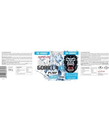 Buy ActivLab Black Gorilla Ice Pump Pre-Workout 300g - 30 Portions | 4000mg L-Citrulline 2400mg Beta-Alanine Caffeine-Free Ice-Cooling Apple Flavor | International Shipping - Buy Online on GoSupps.com