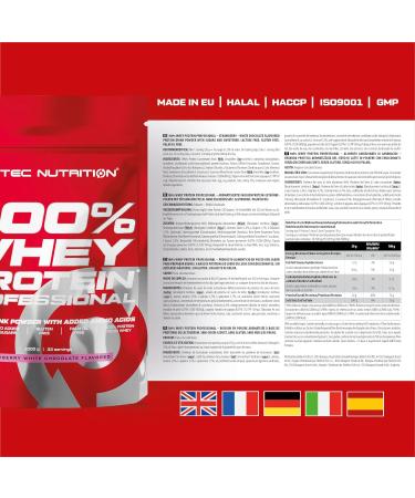 Scitec Nutrition 100% Whey Protein Professional - Gluten-Free Palm Oil-Free with Amino Acids & Enzymes - 1kg Strawberry White Chocolate - Buy Online on GoSupps.com