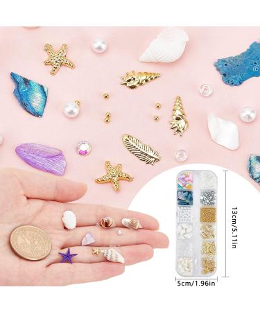 NICENEEDED Ocean Themed Nail Decorations Kit Irregular Abalone Shell Slices Conch Starfish Nail Art Charms Colorful Seashell Fragments Caviar Beads Nail Studs Supplies for Nail Design(Style 4) - Buy Online on GoSupps.com