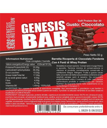 Genesis Nutrition Genesis bar bar 50 g chocolate fondant 20 pieces flavor chocolate - Buy Online on GoSupps.com