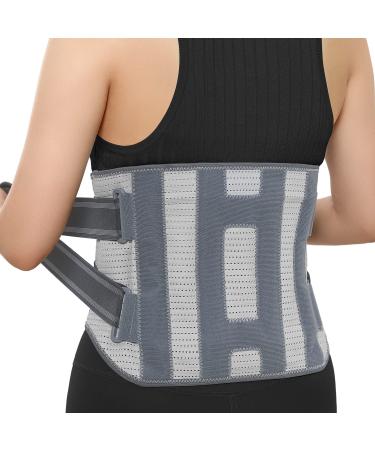 ABYON Back Braces for Lower Back Pain Air Mesh Adjustable Lower Back Support Belt for Women Men Herniated Disc Sciatica Scoliosis Bending Standing Heavy Lifting (Size S: 29.5 -34.2'') S Grey-white