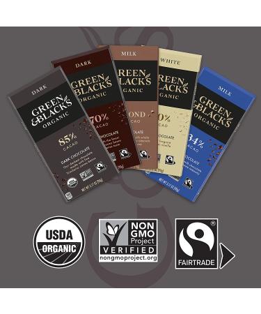 Green & Black's Chocolate Gift Set - 85% Dark, 70% Dark, Milk with Almonds, White - 6 Organic Bars - Buy Online on GoSupps.com