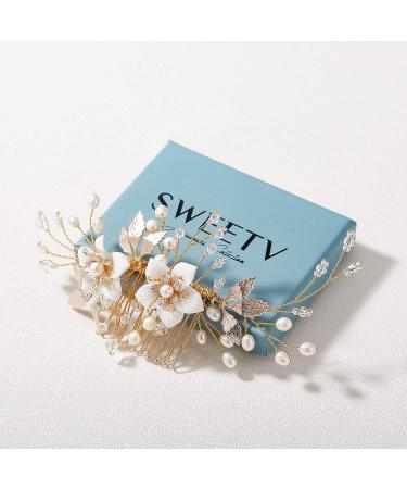SWEETV Handmade Flower Bridal Hair Comb - Wedding Hair Accessory Clip - Buy Online on GoSupps.com