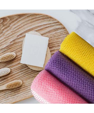 African Net Sponge Bath Sponge 3 PCS - 31.5 Inch Exfoliating Body Scrubber Set for Shower - Pink Yellow Purple - Buy Online on GoSupps.com