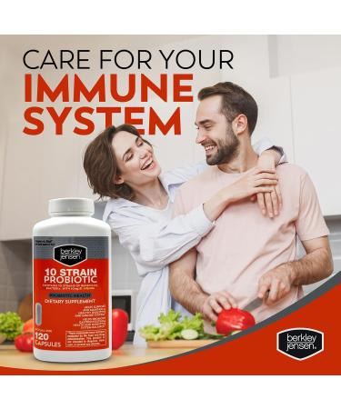 Berkley Jensen Natural 10 Strain Probiotic Supplement Capsules with 10mg B. Longum Loaded with Live Strains & Beneficial Gut Flora for Digestive & Immune Health - 17-Week Supply 120 Ct - Buy Online on GoSupps.com