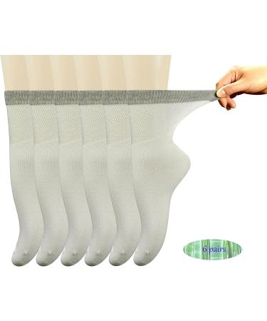 Yomandamor Women's Bamboo Diabetic Crew Socks 9-11 White - 6 Pairs | Seamless Toe - Buy Online on GoSupps.com