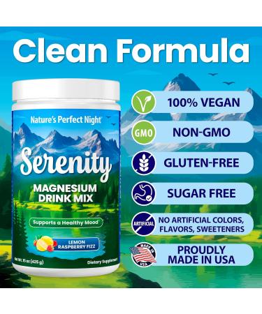 Nature s Perfect Night | Serenity Magnesium Drink Mix Powder | Anti-Stress | Gluten Free | Vegan | Non-GMO | Sugar-Free | Supports Relaxation Sleep Heart Bone and Nerve Health | 15 oz 15 Ounce (Pack of 1) - Buy Online on GoSupps.com