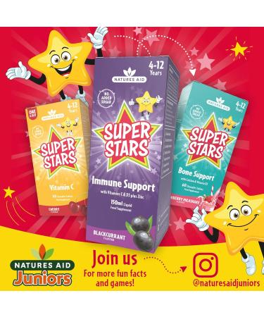 Natures Aid Super Stars Immune Support for Children 150ml - Natural Blackcurrant Flavour - Buy Online on GoSupps.com