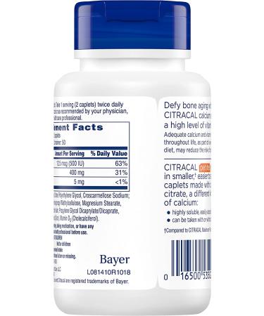 Citracal Calcium + D3 Petites - 100 Coated Caplets for Bone Health - Buy Online on GoSupps.com