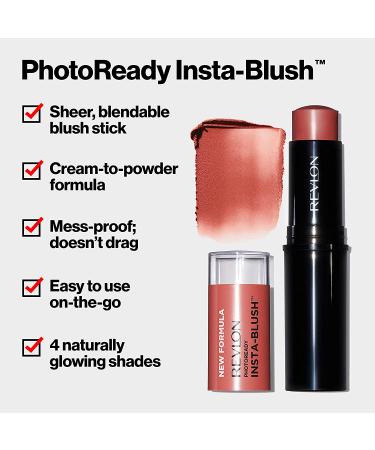 Revlon PhotoReady Insta-Blush Stick - Berry Kiss 320 | Cream to Powder Formula | High Impact Color | Moisturizing 1.15 Oz - Buy Online on GoSupps.com
