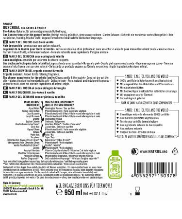 Buy Sante Natural Cosmetic Shower Gel - Exotic Fragrance & Smooth Skin 950ml Family Size with Organic Coconut & Aloe Vera - Buy Online on GoSupps.com