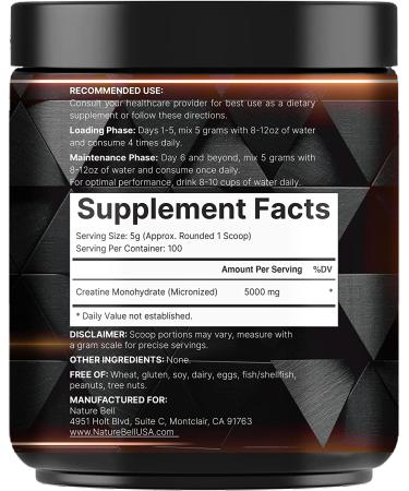 Naturebell Creatine Monohydrate Powder 500g - Pure Unflavored Micronized Creatine for Pre Workout & Keto - Vegan Friendly - 100 Servings - Buy Online on GoSupps.com