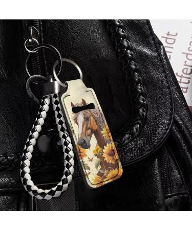 Suobstales Horse Sunflower Butterfly Print Chapstick Holder Keychain Neoprene Lip Balm Holder Lipstick Sleeve Pouch Lip Balm Portable Pocket Lip Gloss Tube Holder Travel Accessories - Buy Online on GoSupps.com
