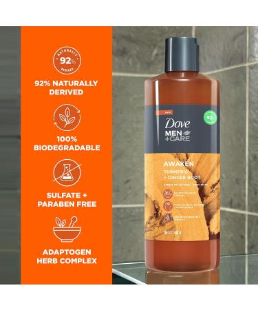 Dove Men+Care Awaken Turmeric & Ginger Root Face + Body Wash 18 oz - Pack of 4 - Buy Online on GoSupps.com