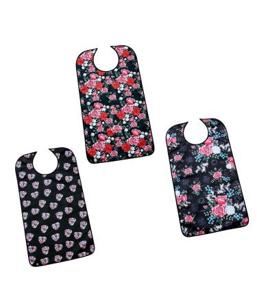 HACLEN Adult Bibs for Elderly Women 3 Pack Feeding Bibs Bibs for Eating with Crumb Catcher Waterproof Clothing Protector Silver