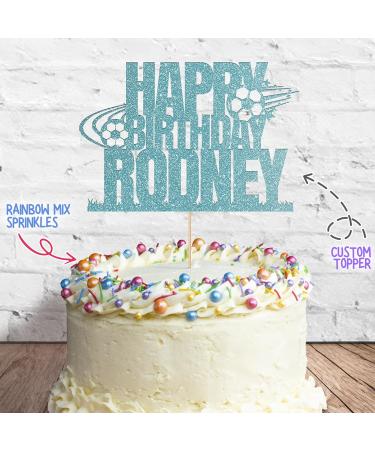 Cakeshop Cake Decoration Pack | Football Theme Happy Birthday Premium Double Sided Glitter Card Cake Topper & 25g Party Pack of Cake Sugar Sprinkles | Custom Name Cake Decoration (Baby Blue) Non-Prime Glitter Card: Baby Blue - Buy Online on GoSupps.com