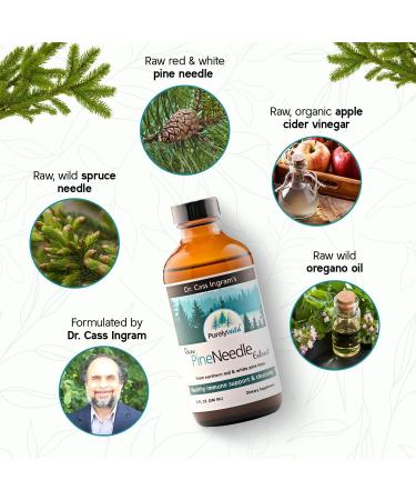 PURELY WILD Raw Pine Needle Extract by Dr Cass Ingram Whole Food Liquid Supplement with Pine & Spruce Extracts, Oregano Oil & Apple Cider Vinegar Wild-Harvested Formula 8 fl oz - Buy Online on GoSupps.com