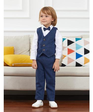 Mint Green Baby Boys Wedding Suit 3pcs Herringbone Tweed Outfit | Christening Clothes Set 12-18 Months Blue - Buy Online on GoSupps.com