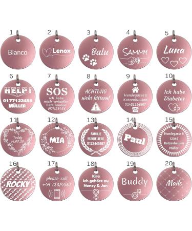 Personalized Dog & Cat Branding - Unique Engraved Round Tags (30mm Pink) for Pets | International Shipping Available - Buy Online on GoSupps.com