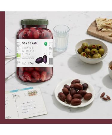 Odysea Organic Unpitted Kalamata Olives in Brine 1kg - Premium Quality Greek Olives - Buy Online on GoSupps.com