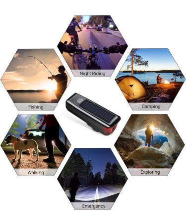 BURNINGSUN Bike Light Set & Horn - Solar Powered USB Rechargeable 4 Mode Headlight Taillight Combo for Cycling Safety + LED Speaker Bell - Buy Online on GoSupps.com